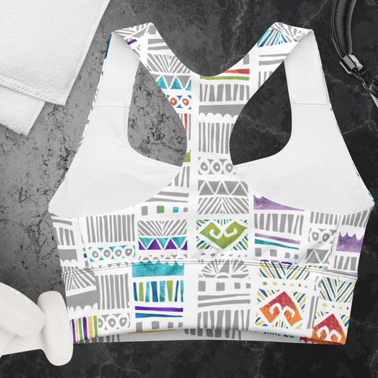 Prismatic Tribal Pattern Longline sports bra