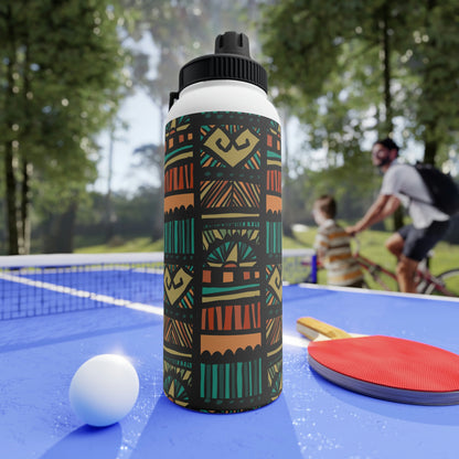 Tribal Pattern Stainless Steel Water Bottle, Sports Lid