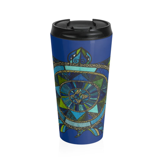 Aquatic  Mosaic Turtle Stainless Steel Travel Mug