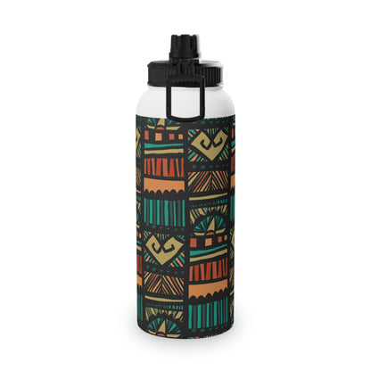 Tribal Pattern Stainless Steel Water Bottle, Sports Lid