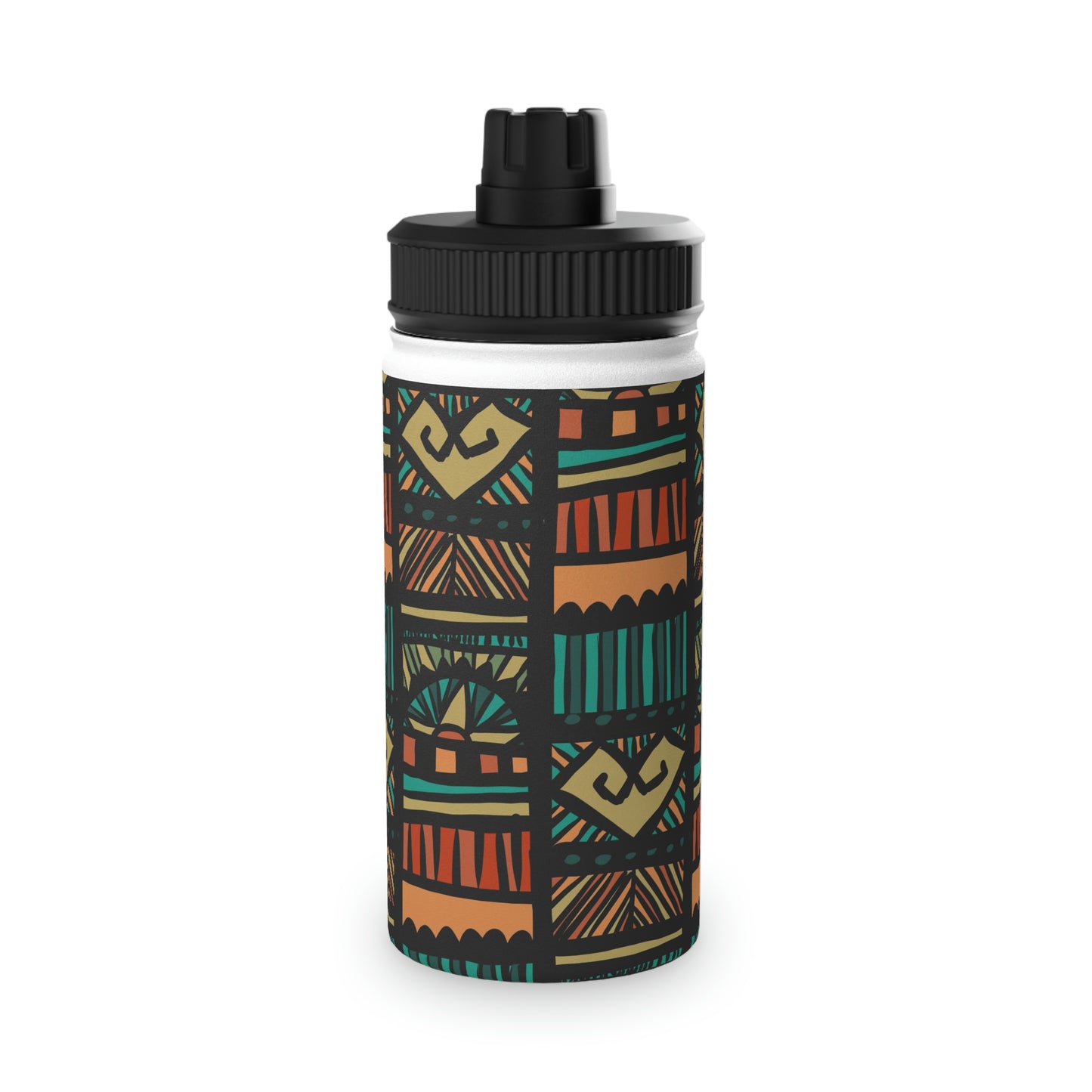 Tribal Pattern Stainless Steel Water Bottle, Sports Lid