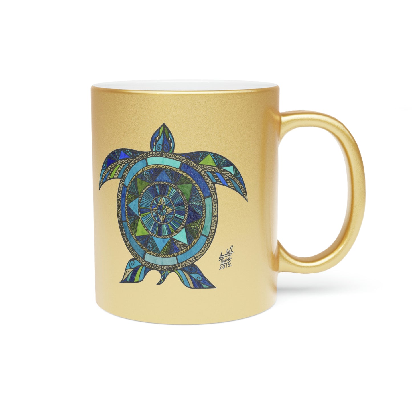 Aquatic Mosaic Metallic Mug (Silver\Gold)