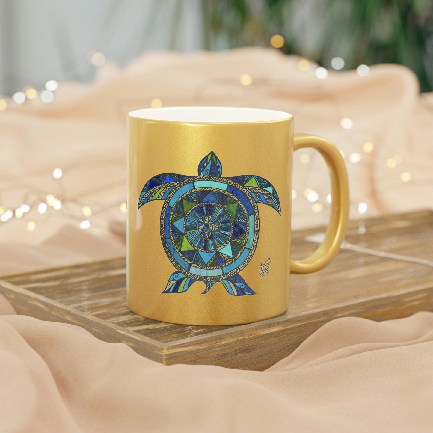 Aquatic Mosaic Metallic Mug (Silver\Gold)