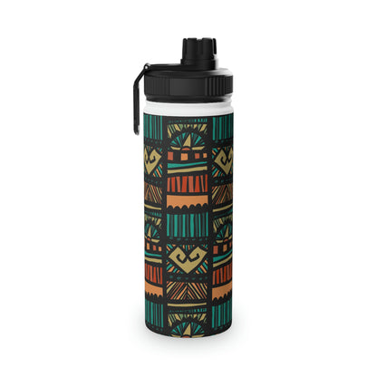 Tribal Pattern Stainless Steel Water Bottle, Sports Lid