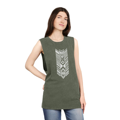 Native Americas Tribal Pattern Unisex Stonewash Tank Top