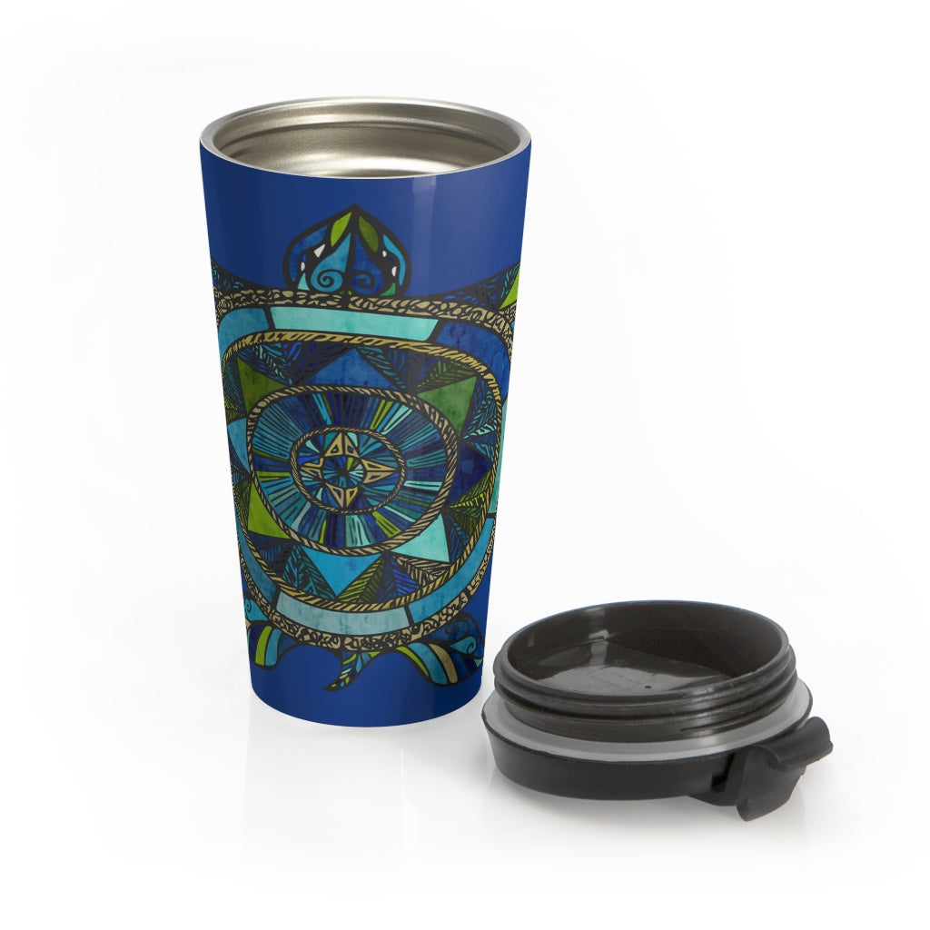 Aquatic  Mosaic Turtle Stainless Steel Travel Mug