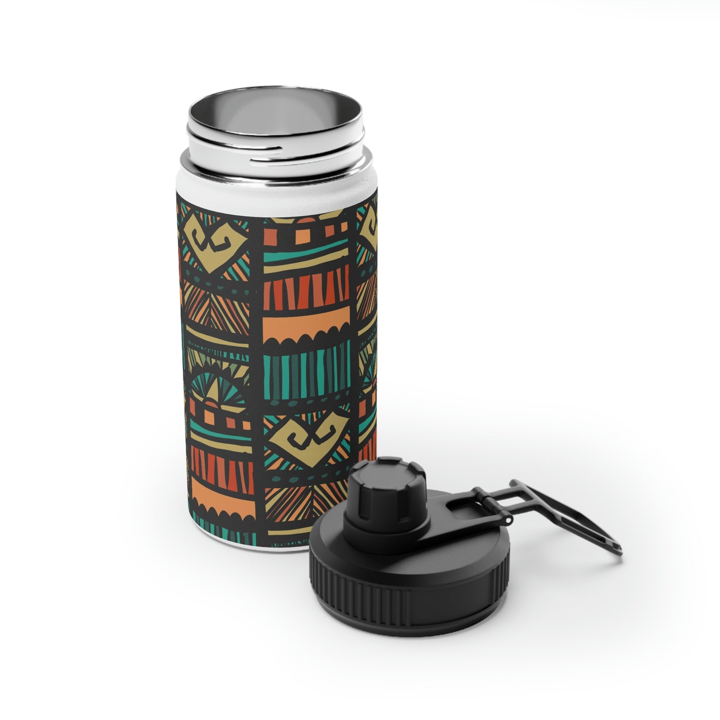 Tribal Pattern Stainless Steel Water Bottle, Sports Lid