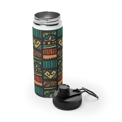 Tribal Pattern Stainless Steel Water Bottle, Sports Lid