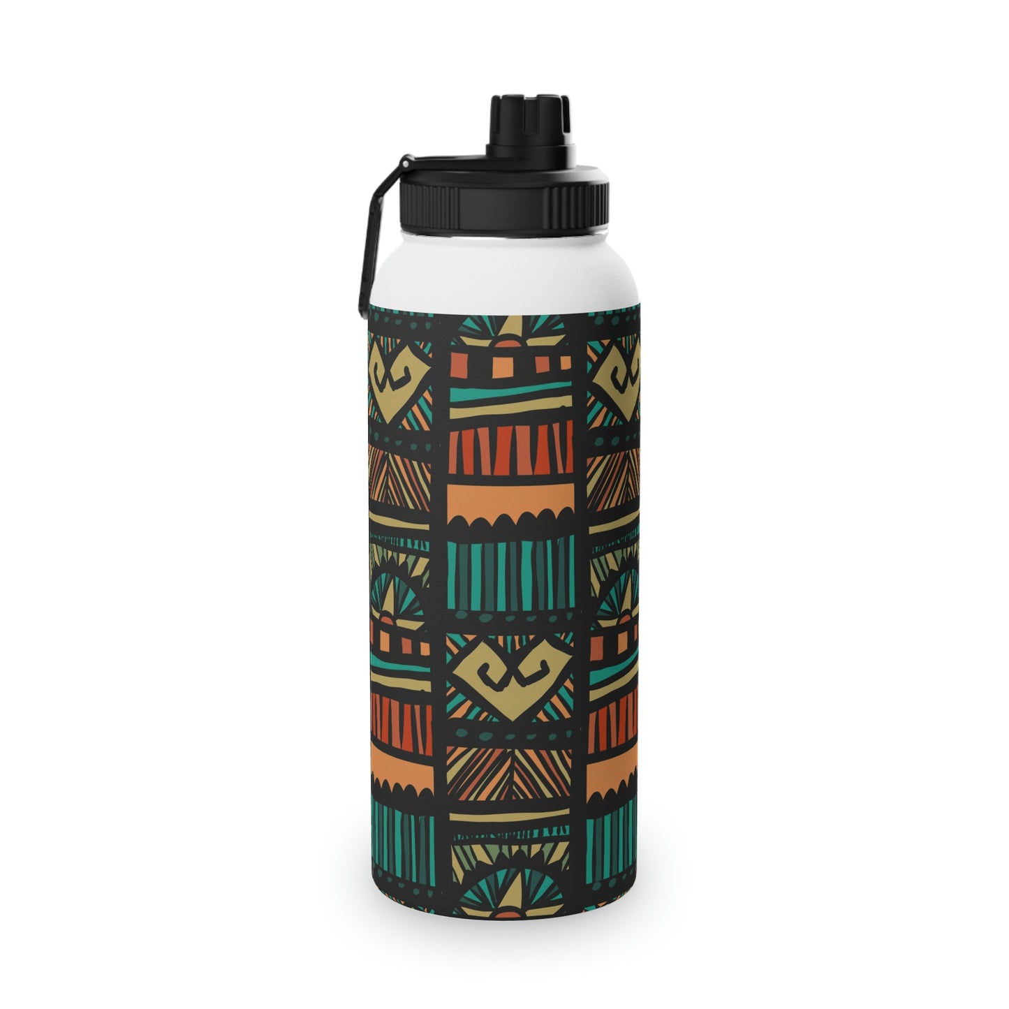 Tribal Pattern Stainless Steel Water Bottle, Sports Lid