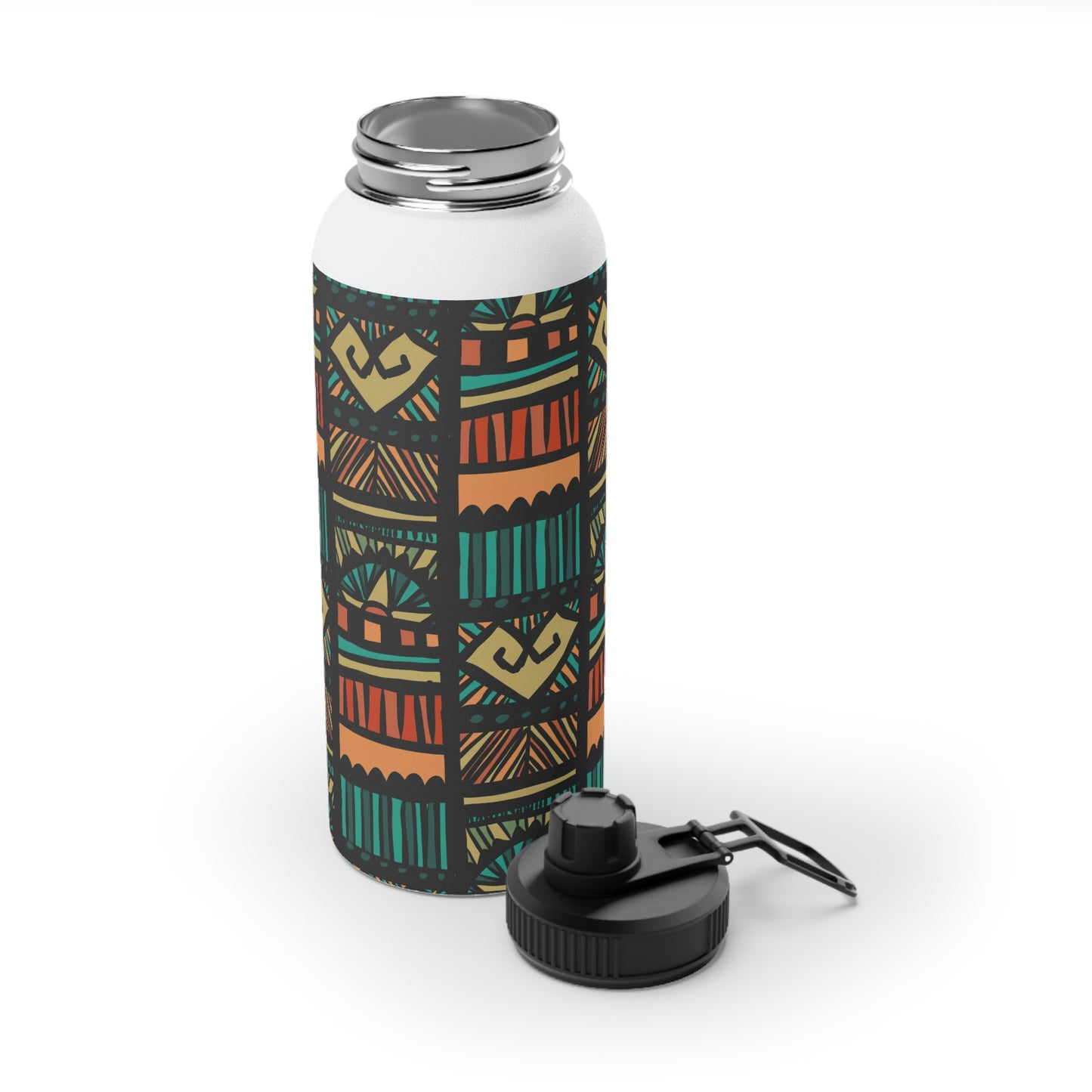 Tribal Pattern Stainless Steel Water Bottle, Sports Lid