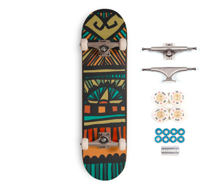 Tribal Pattern Stitch Skateboard