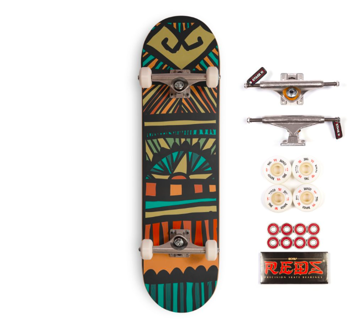 Tribal Pattern Stitch Skateboard