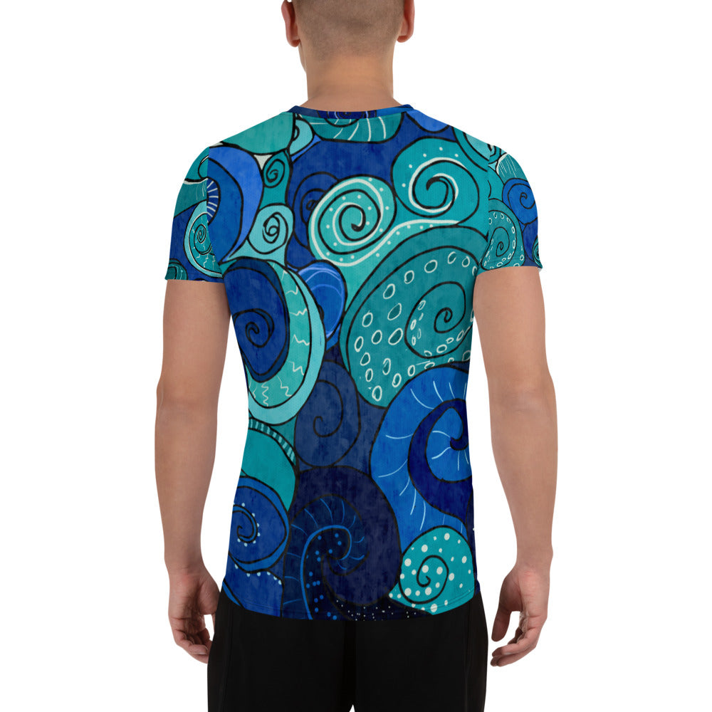 Stain Glass Turtle All-Over Print Men's Athletic T-shirt