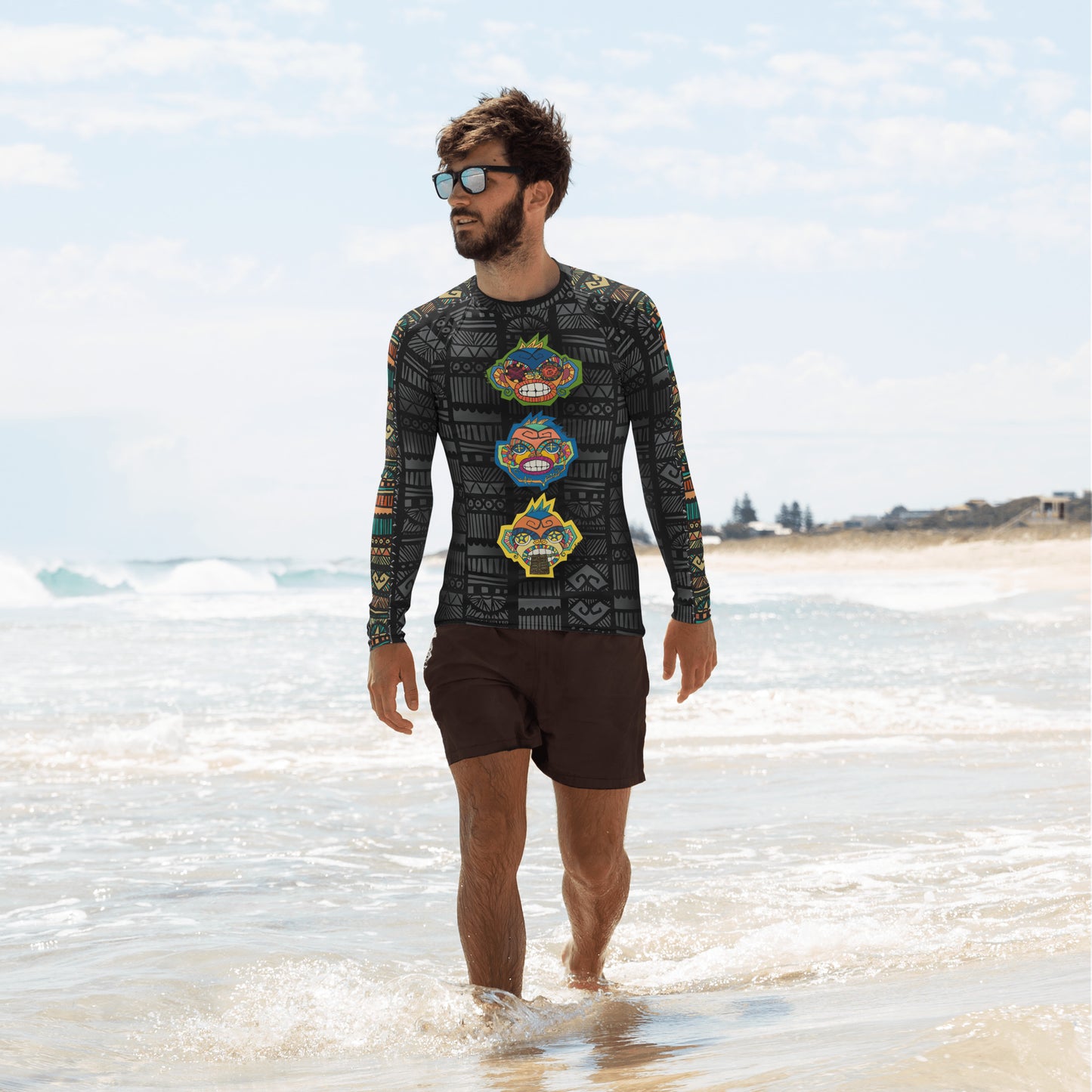 Dark Three Wise Monkeys Men's Rash Guard