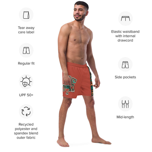 Rust Tribal Monkey Men's swim trunks