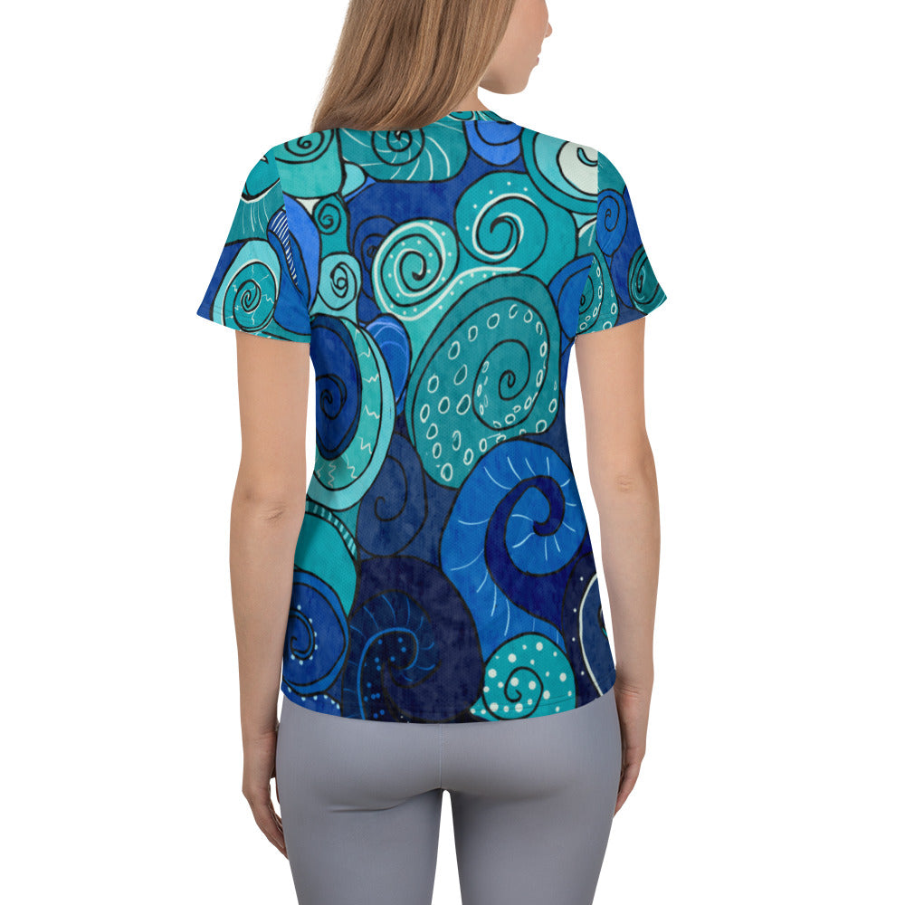 Stain Glass Turtle All-Over Print Women's Athletic T-shirt