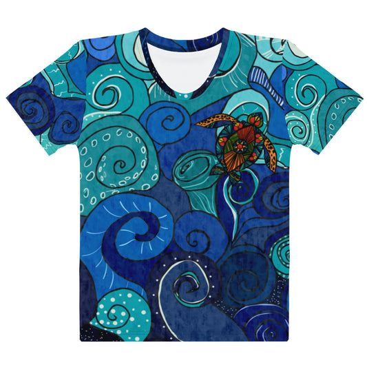 Stain Glass Turtle All Over Print Women's T-shirt