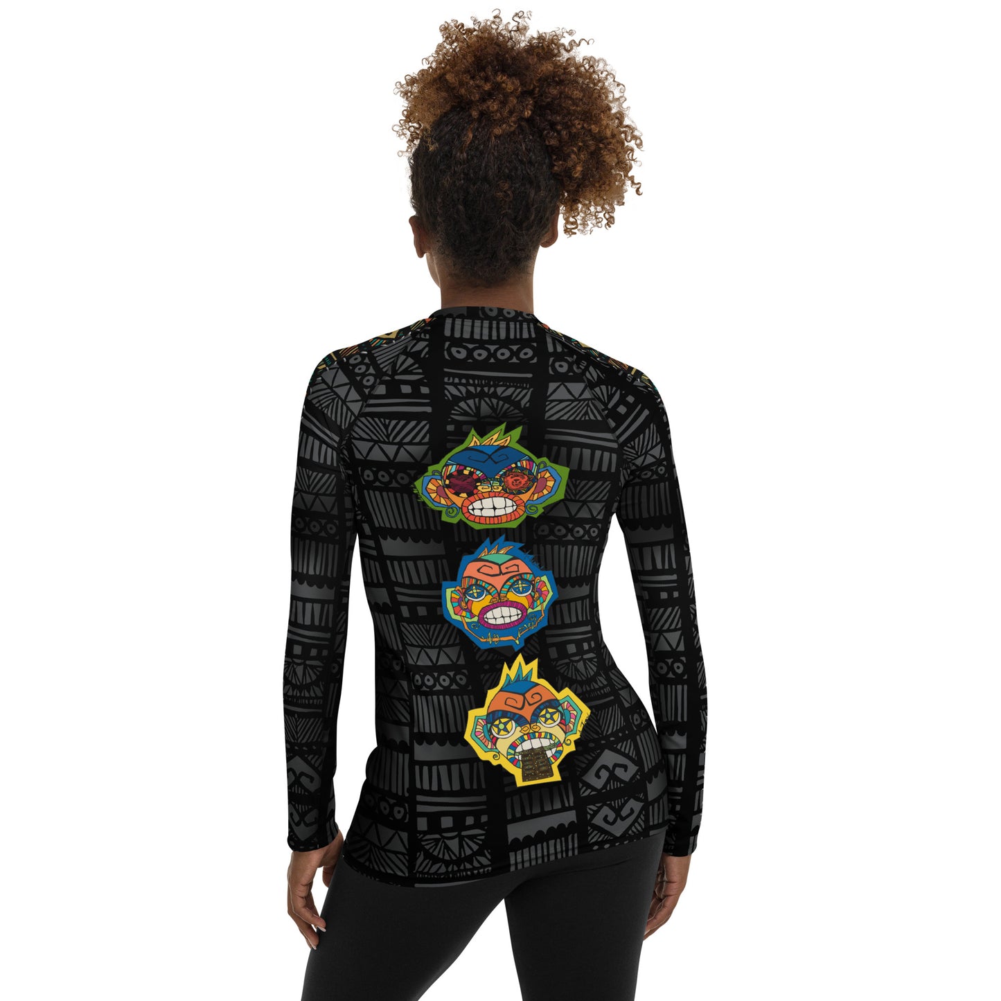 Dark Three Wise Monkeys Women's Rash Guard