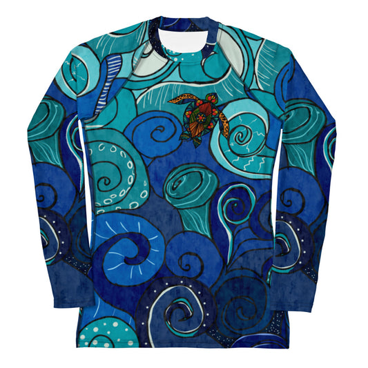 Stain Glass Turtle Women's Rash Guard