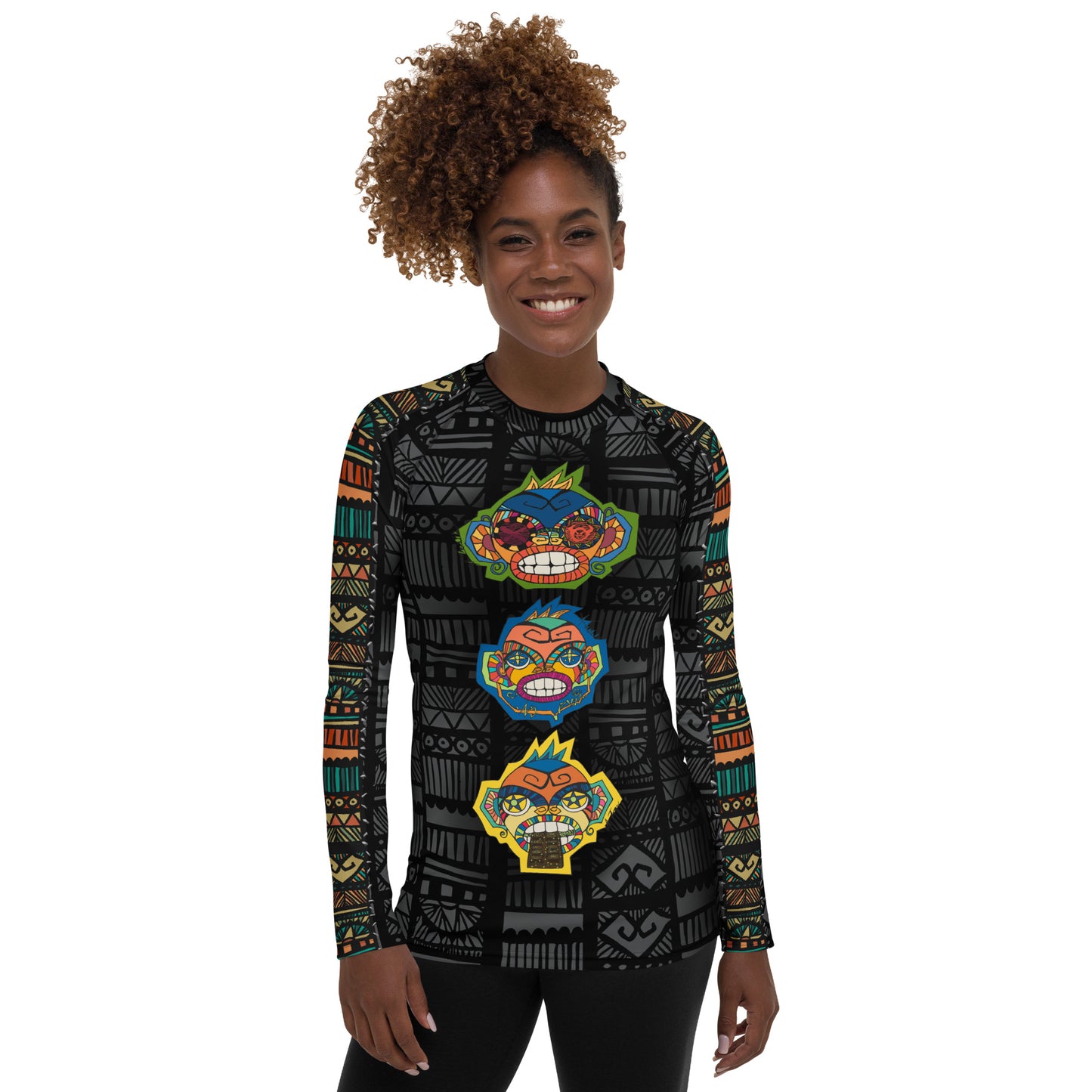 Dark Three Wise Monkeys Women's Rash Guard