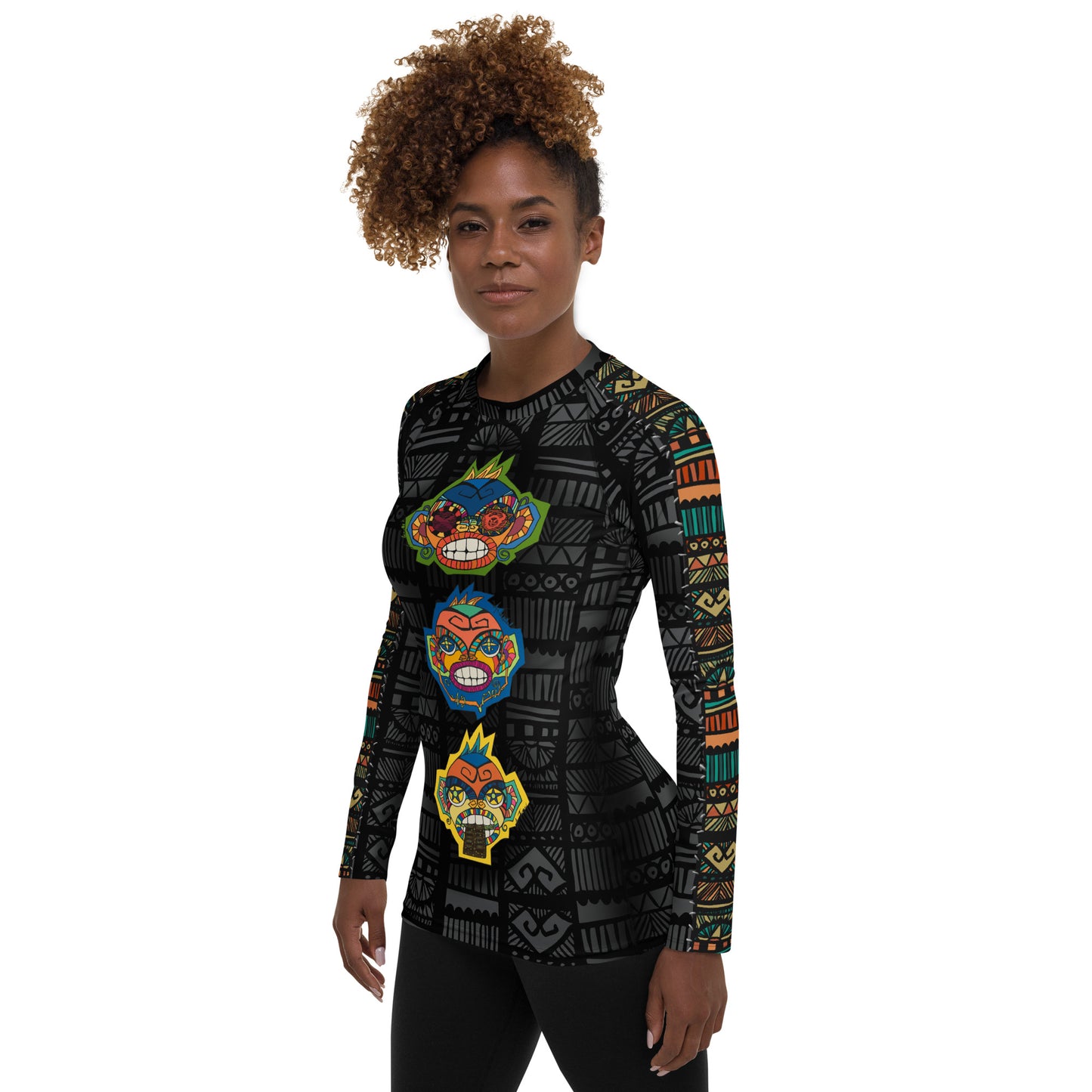 Dark Three Wise Monkeys Women's Rash Guard