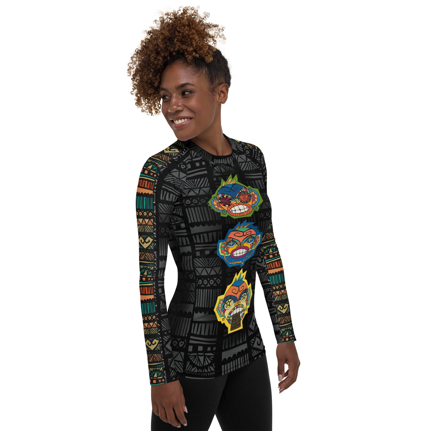 Dark Three Wise Monkeys Women's Rash Guard