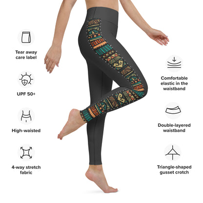 Tribal Pattern Stitch Yoga Leggings