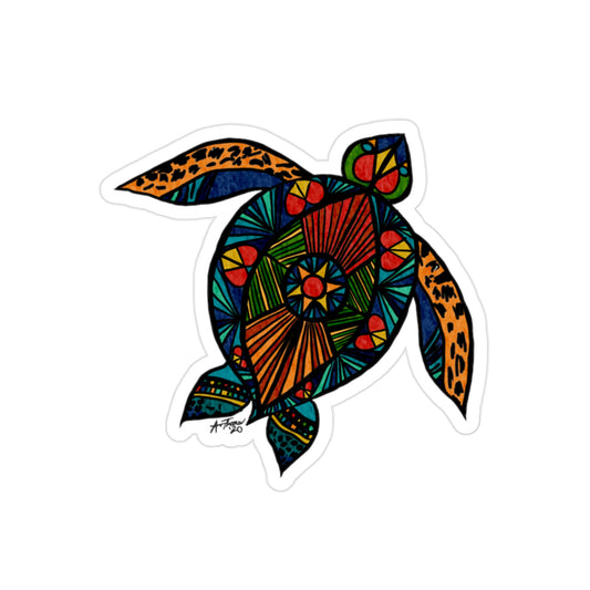 Stain Glass Turtle Transparent Outdoor Stickers, Die-Cut, 1pcs