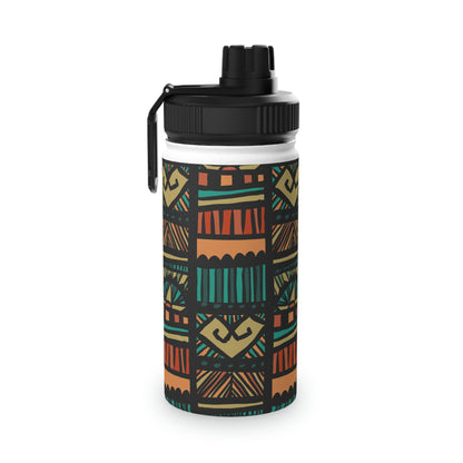 Tribal Pattern Stainless Steel Water Bottle, Sports Lid