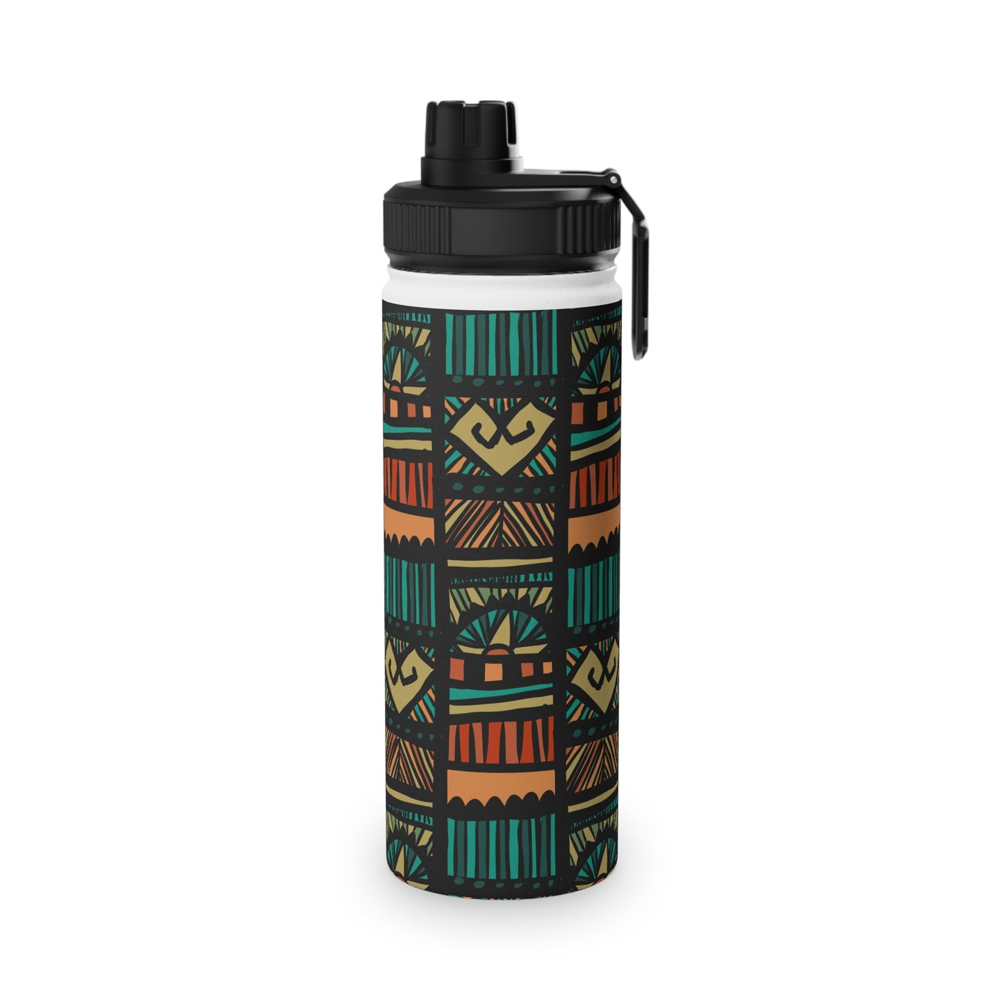 Tribal Pattern Stainless Steel Water Bottle, Sports Lid