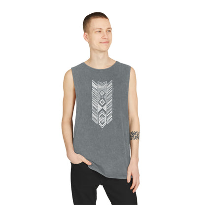 Native Americas Tribal Pattern Unisex Stonewash Tank Top