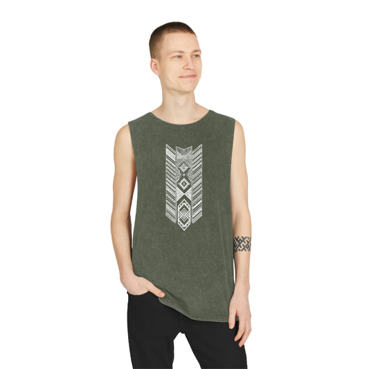 Native Americas Tribal Pattern Unisex Stonewash Tank Top