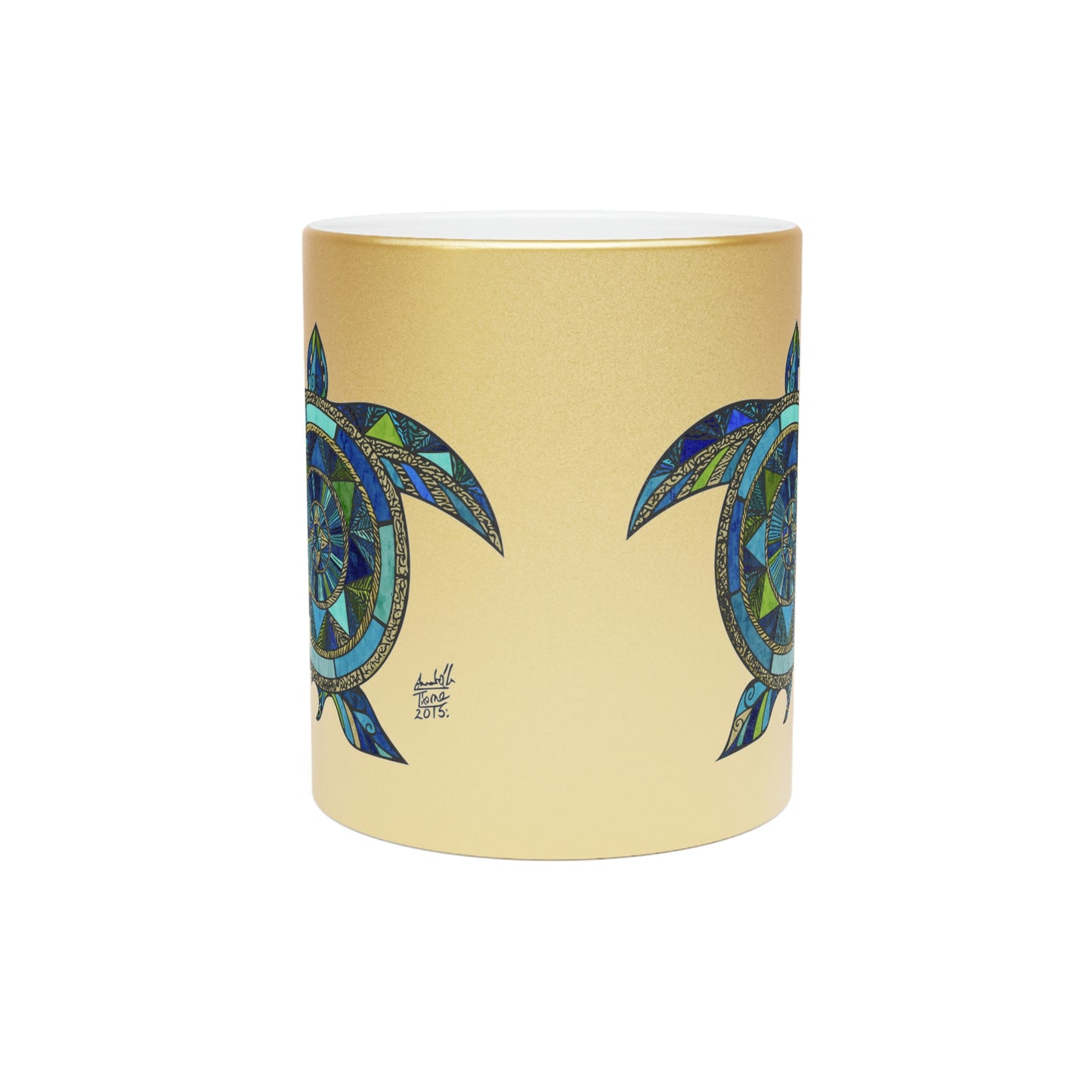 Aquatic Mosaic Metallic Mug (Silver\Gold)